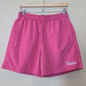 Inaka Power Pink Nylon Shorts  XL Mesh Lined Baggy Swim Hybrid Performance